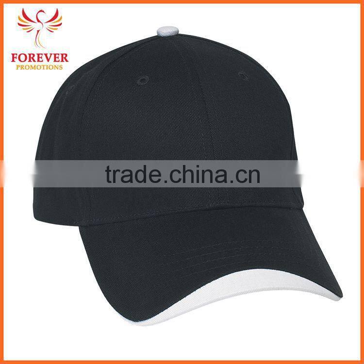 2016 Wave Sandwich Baseball Cap Custom Logo Design Cotton Black White Baseball Cap And Hat