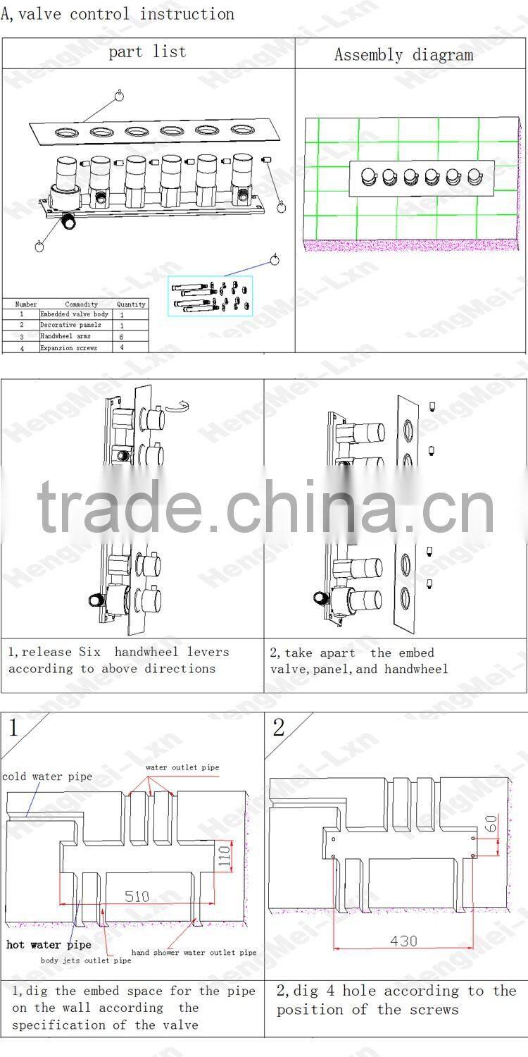 Bathroom accessories 5 Function Brass chrome thermostatic valve high flow water faucet