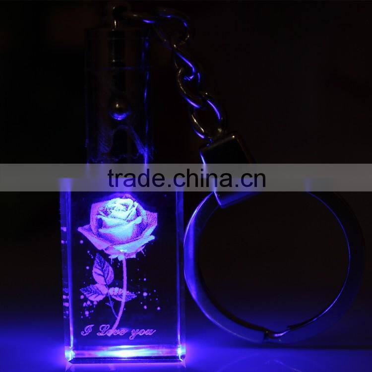 custom cheap clear crystal glass emoji led reflective keychain