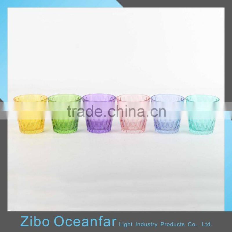 High Quality Colored Candle Cup Holder Round Bulk Glass Votive Candle Holders