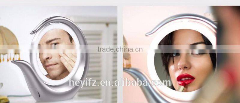 Hot Selling Double Sides ABS 360 Degree Rotating LED Light Magnifying Makeup Mirror