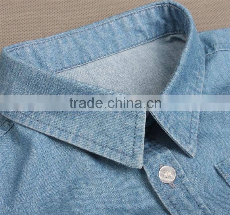 basic style cowboys cotton casual shirt