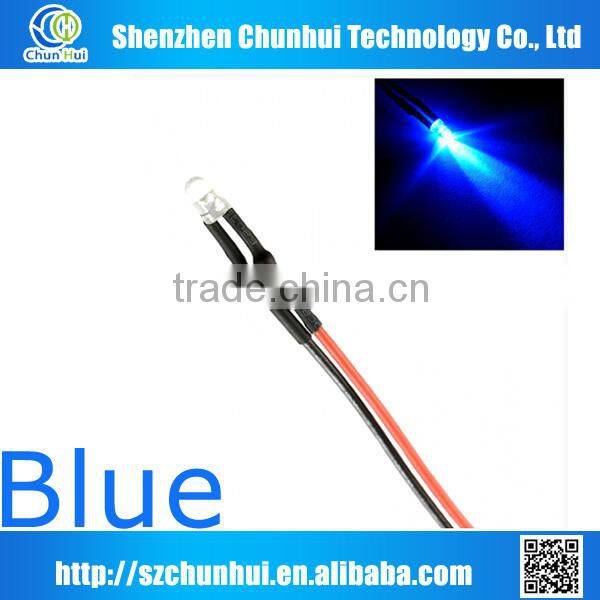 12V LEDs with 20cm Blue Prewired 3mm LED Light Lamp