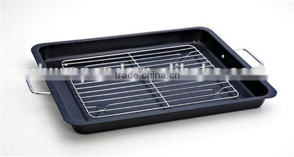 custom logo printing nonstick rectangular roaster with flat rack