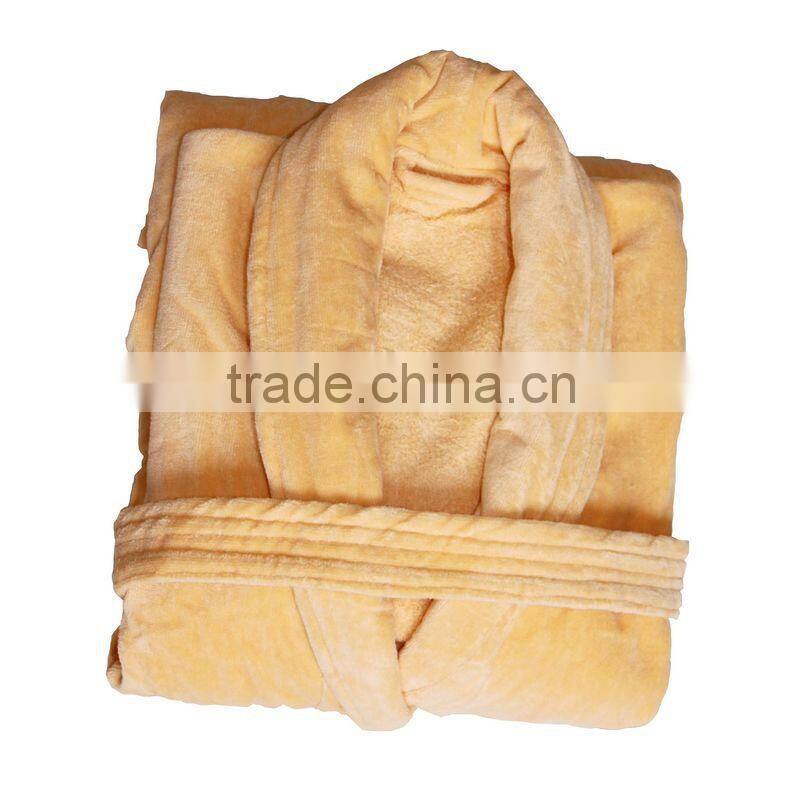 Velour Luxury High Quality Bathrobe Shawl Collar Solid Color Bathrobe