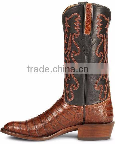 black brown cowgirl&cowboy genuine leather western caiman ultra belly boots wholesale