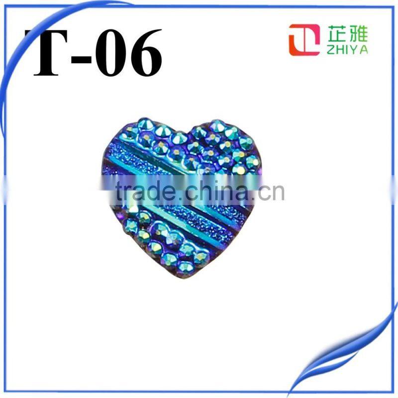 Most Popular Products for 2016 colorful Rhinestone Heart Charms Wholesale Druzy Beads for Jewelry