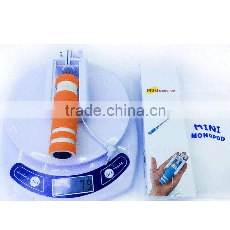 2015 Top Hot 13.5cm Super Mini Wired Selfie Stick Handheld monopod mini selfie stick pocket selfie stick