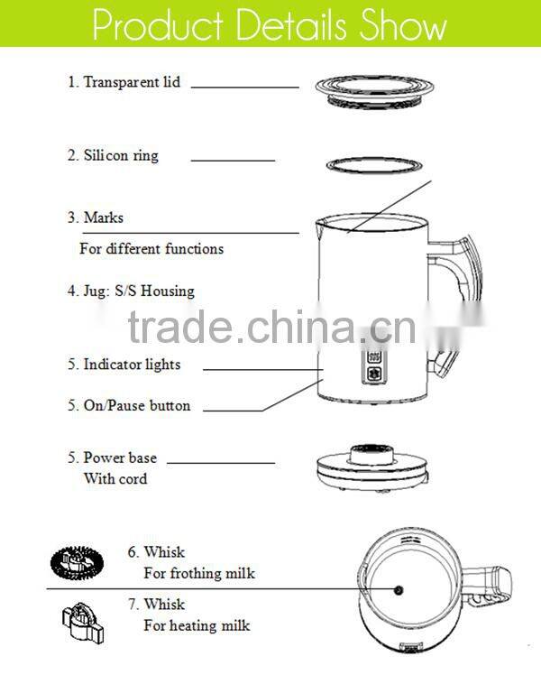 High Quality 240ml Blue Color Plastic Milk Frother Machine