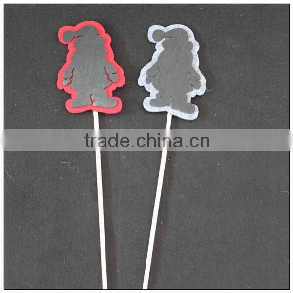 non-woven santa shape wooden blackboard plant labels, garden plant maker