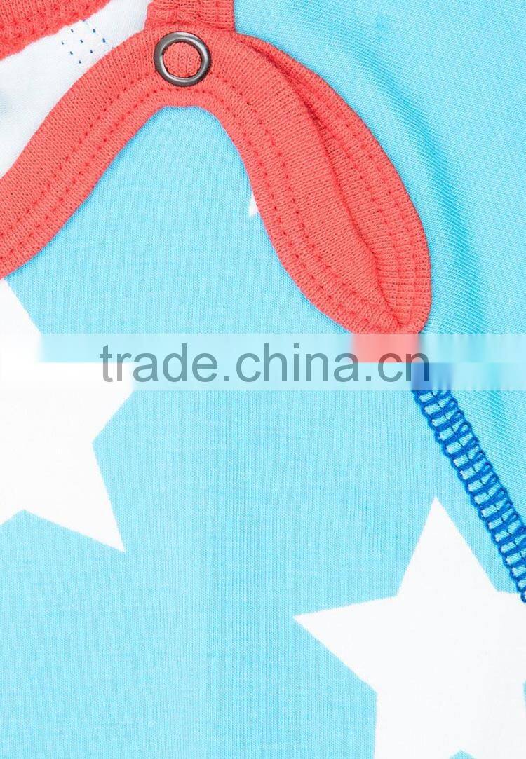 summer soft cotton sky blue baby romper sets printed star baby boy romper clothing