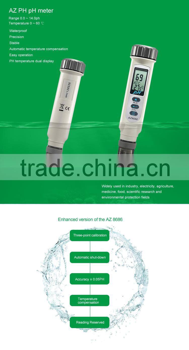 AZ8686 Mini LCD Digital Display Temperature PH Meter For Water 0.00~14.00