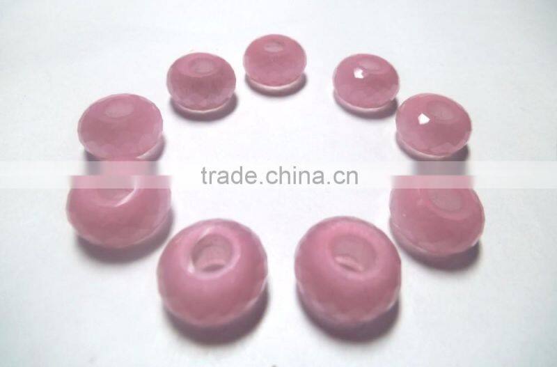 AAA Chinese Pink Cats Eye Stylist Roundel Big Hole Beads
