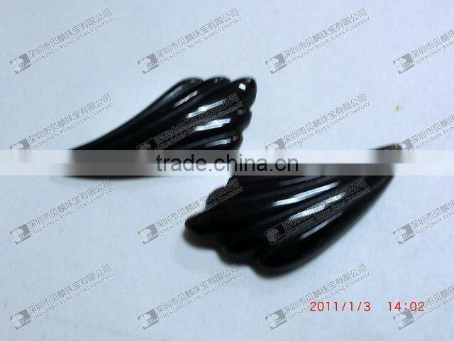 Best price gemstone black onyx carved wing shaped for earrings