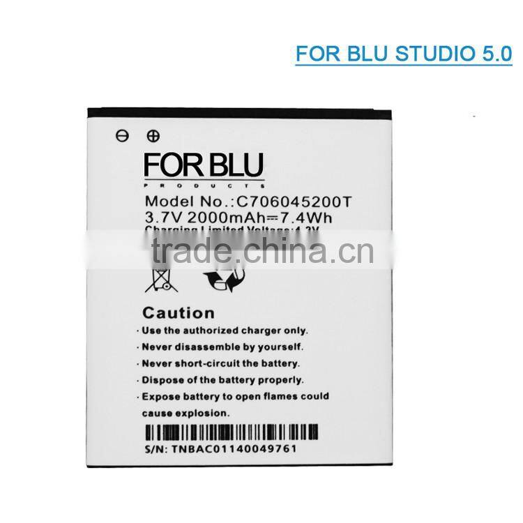 C706045200T 3.7v li-ion lithium gb/t18287-2000 mobile phone battery for phone 2000mah blu Studio5.0/D530 battery