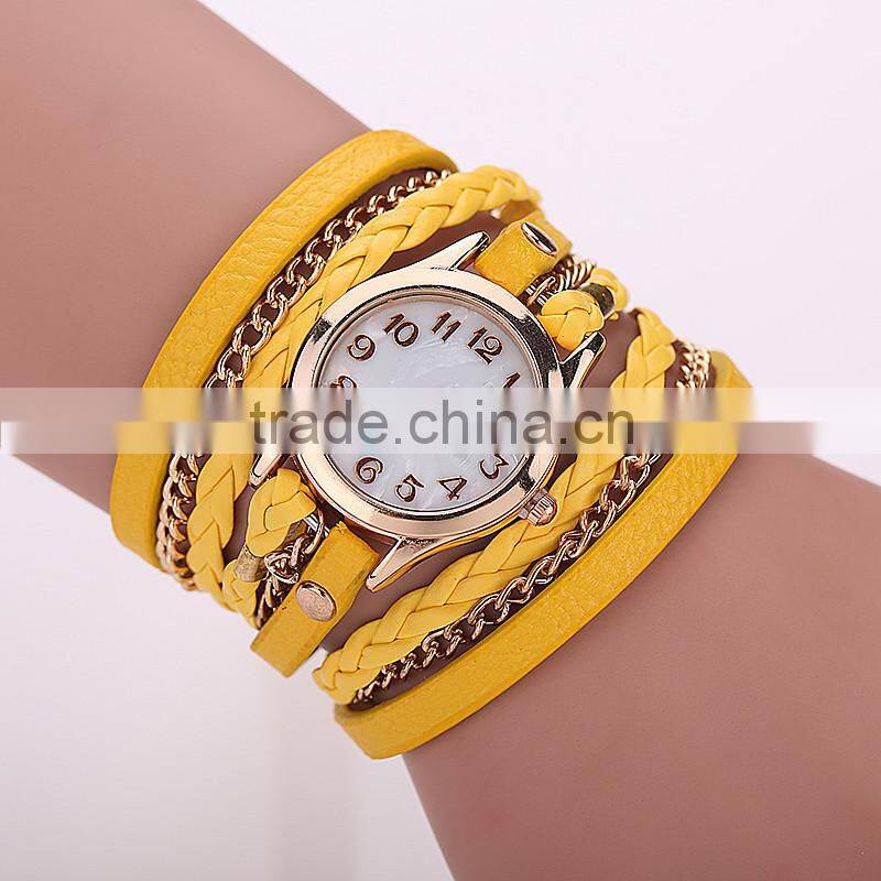 New braided bracelet watch leather bracelet watch multi colors waist watch for women
