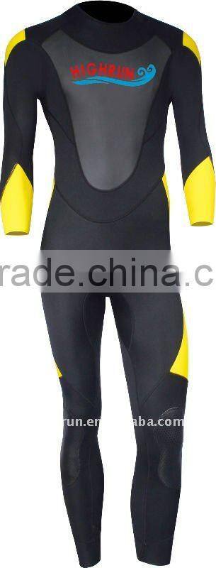 Men' Long Sleeve Yellow and Black Neoprene Surfing and Full Body Wetsuit
