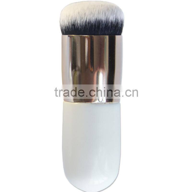 Cosmetic wood handle synthetic hair round dispensing powder brush foundation for girl