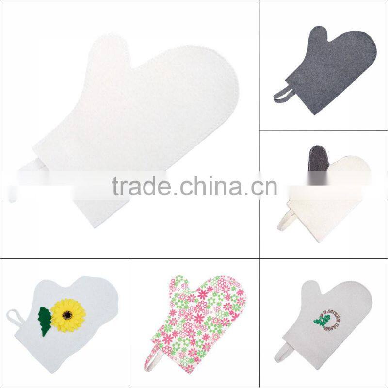 White Russian Wool Sauna Glove Scrubber