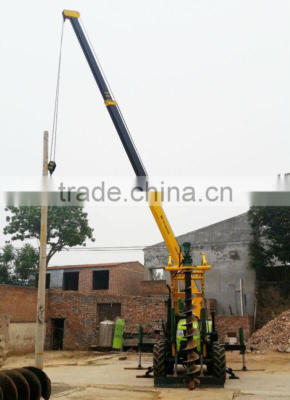 Pole hole digging machine with crande and Bulldozer