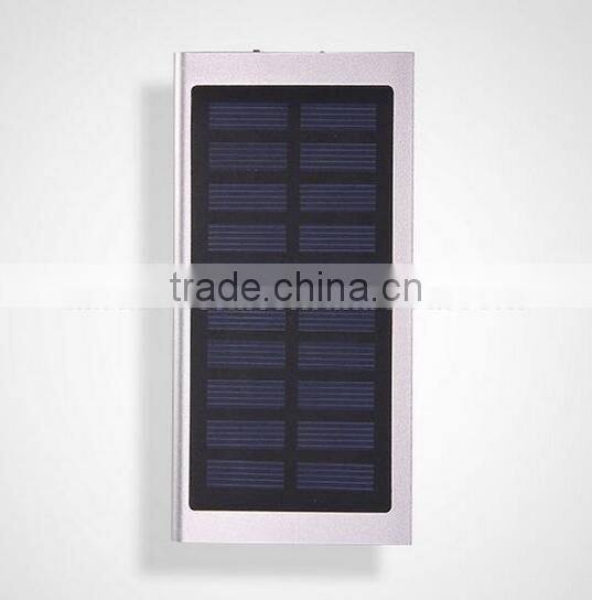 20000 mah extrathin solar Charger Aluminum External Battery Backup Ultra Thin Solar Power bank