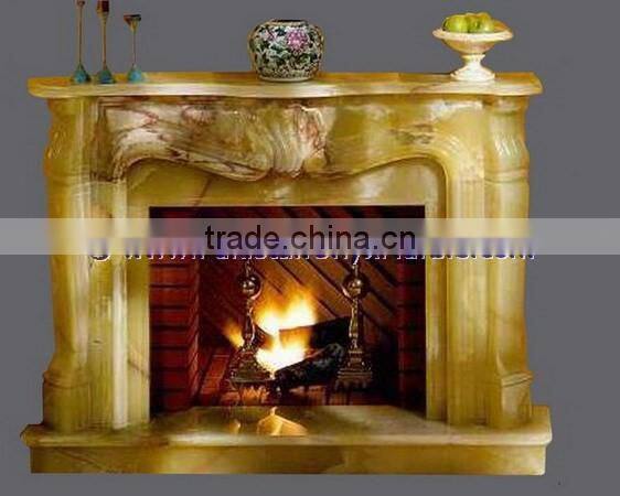 MODERN DESIGN LIGHT GREEN ONYX FIREPLACES