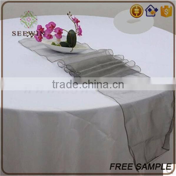 best selling organza fabric square size soft blue table runner