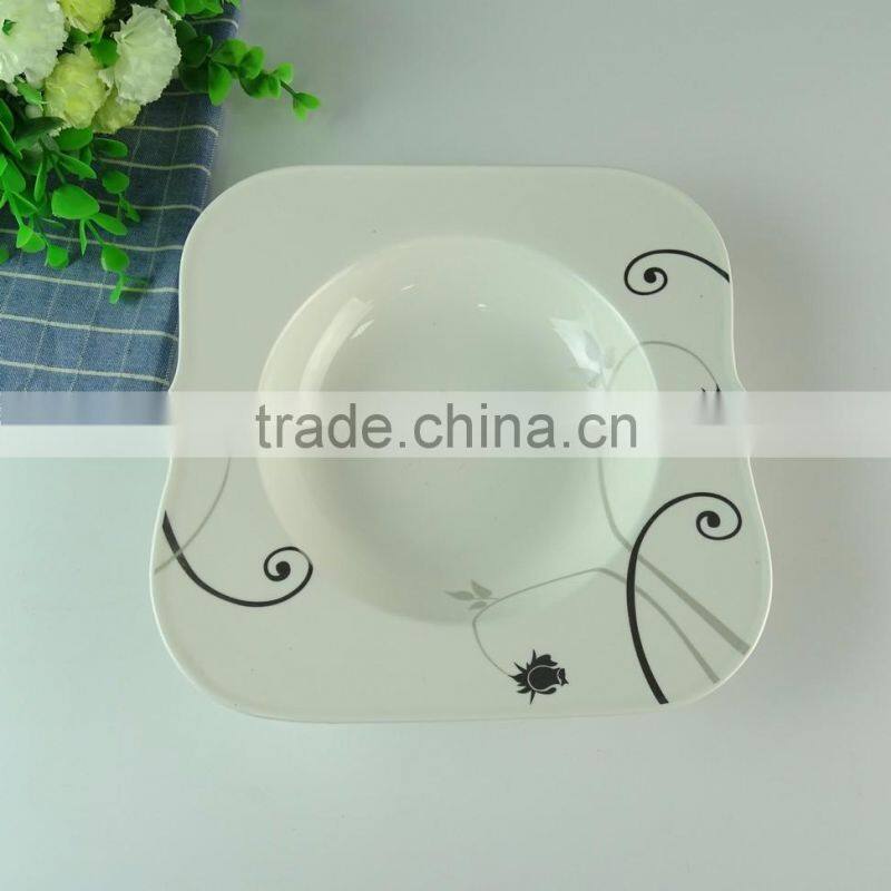 Cheap white square ceramic soup plate dinner plate in stocklots