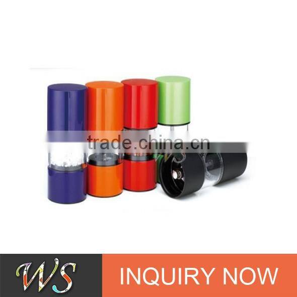WS-PG17 Colorful manual salt and pepper mill set with Acrylic container