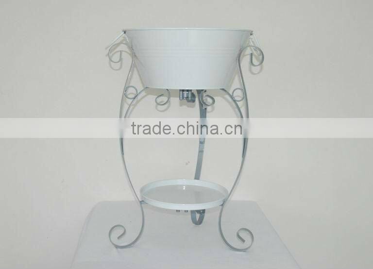enamelware ice tray bucket with iron shelf cooler whit holders