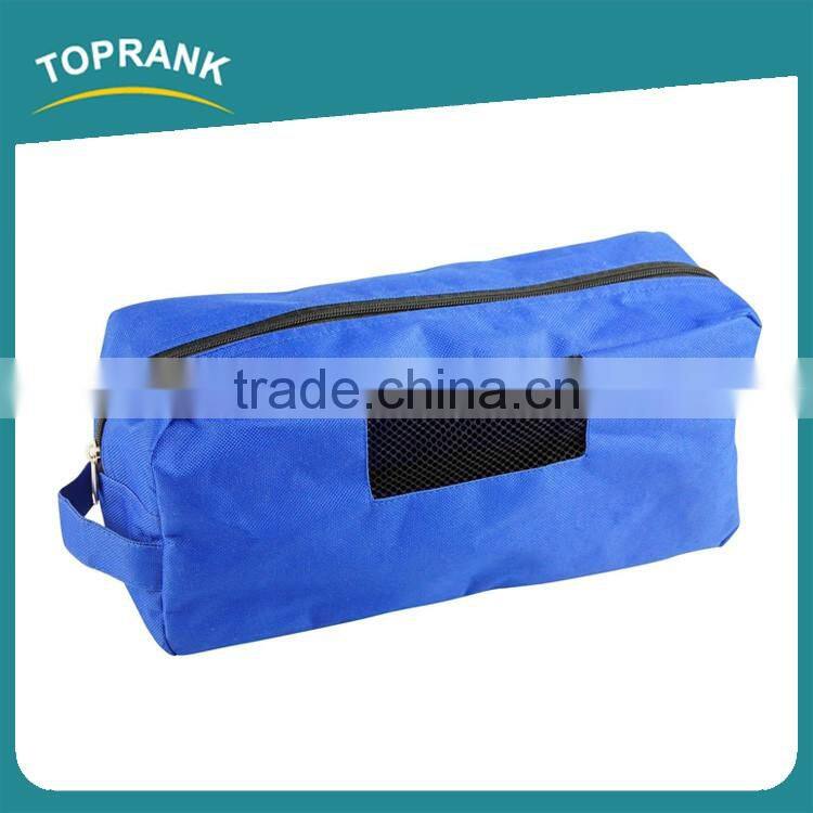 Toprank Custom Logo Printed 600D Polyester Shoe Storage Bag Foldable Travel Shoe Bag Organizer With Strap