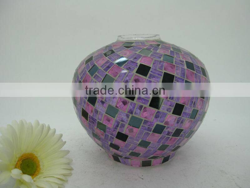 Bottle shape Purple Black Handmade Mosaic Decorative Handmade Glassware in Cheap