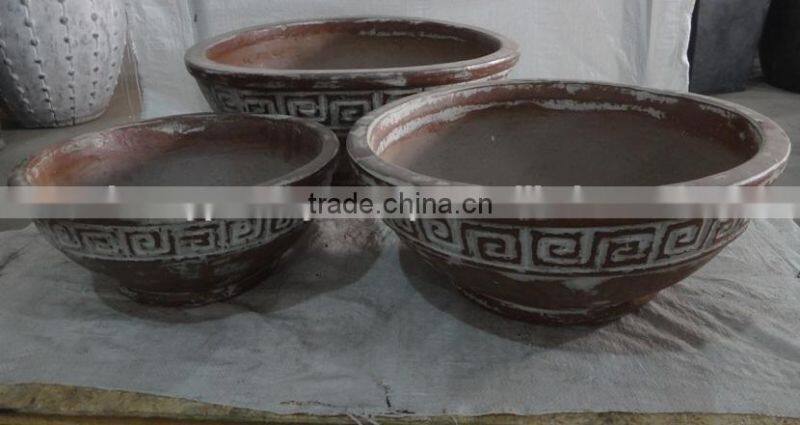 Viet Nam Rustic Outdoor Glazed Pots - Round and medium Style