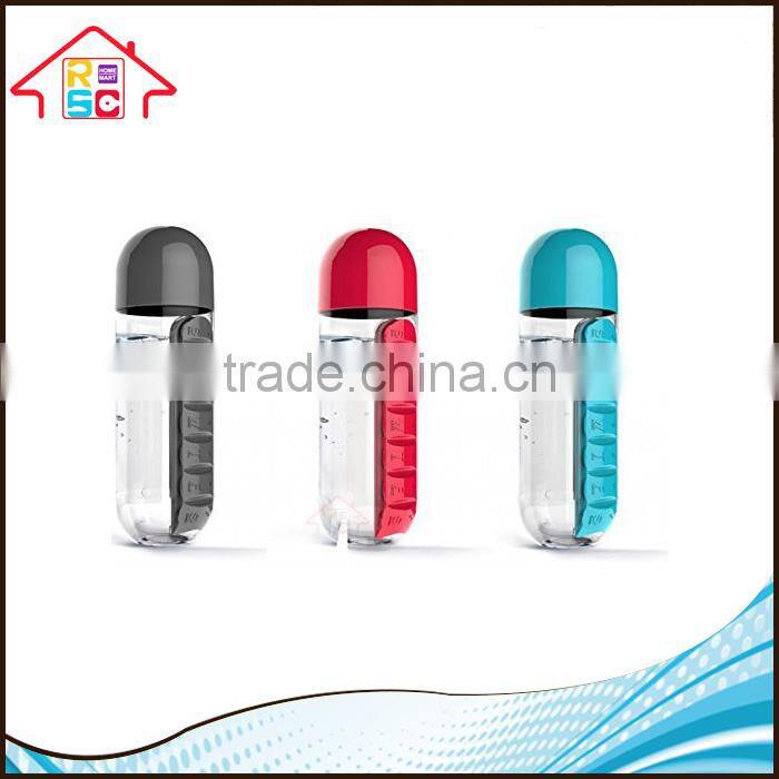 NBRSC Hot Selling 2 in 1 Weekly Medicine/Vitamins Box Organizer Plastic Portable Water Bottle Seven Daily Pill Box Organizer