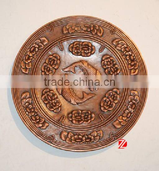 circle bronze fish art wall relief for home