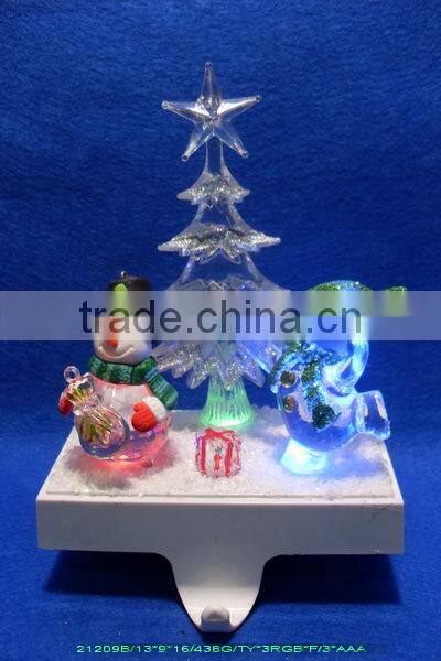 2015 christmas double snowman stocking holder with led