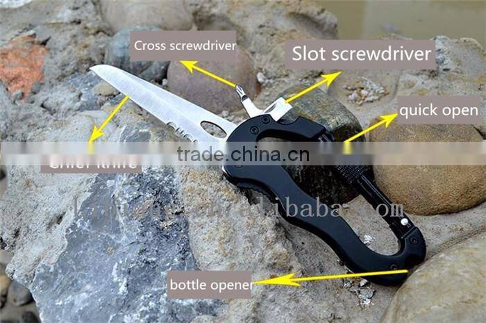 Portable Stainless Steel Aluminium Multifunction Carabiner Knife