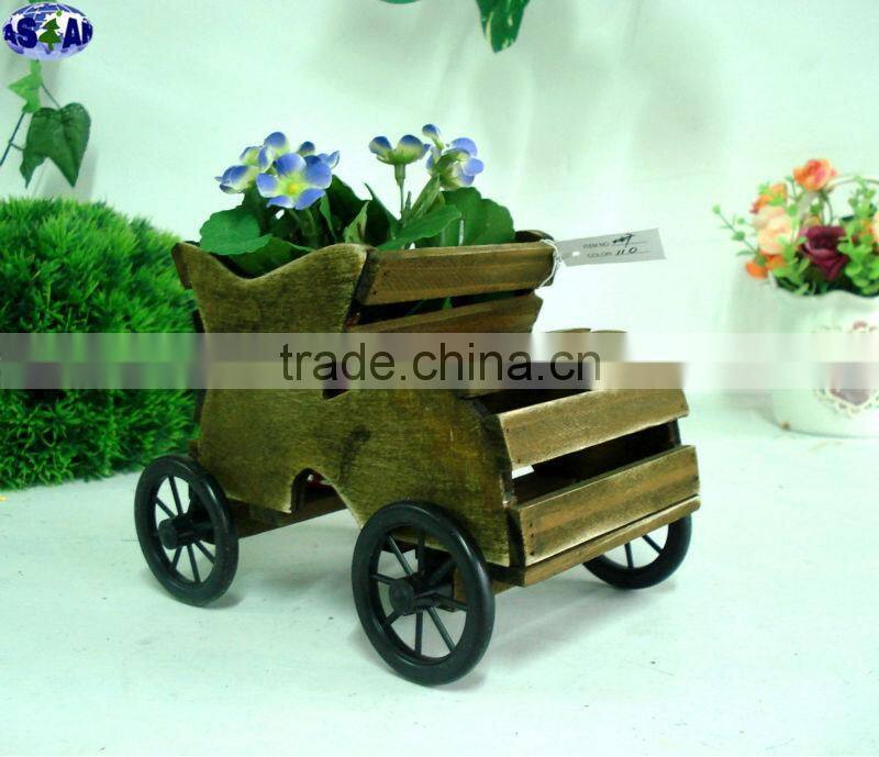 Mini wooden cart for flowers and plants