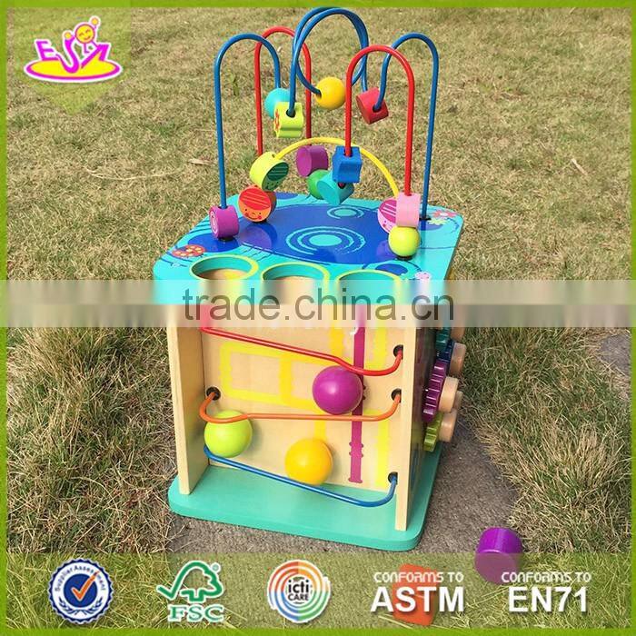 2017 New fashion 5 in 1 baby wooden activity cube toddlers best design wooden activity cube kids wooden activity cube W11B088