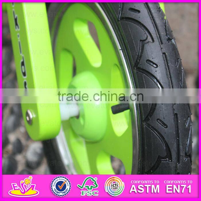 Green Motor Style Kids Wooden Balance Bike with CE approval,Cheap Balance Children wooden balance bike W16C069