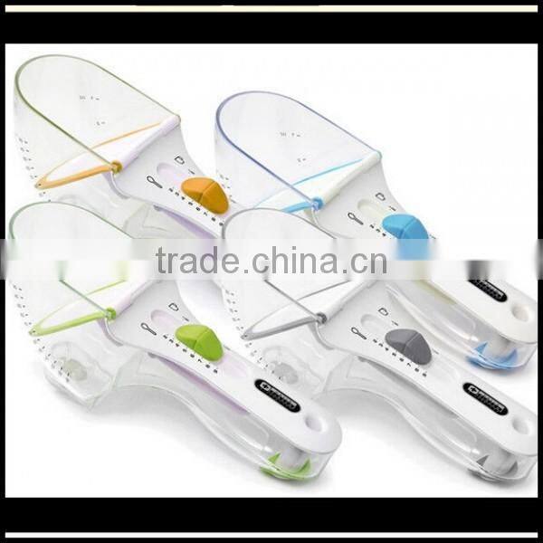 New Adjustable Measuring Scoop 1/2 cup to 2 Tbsp plastic measuring scoops spoons,custom plastic scoops manfuacturer