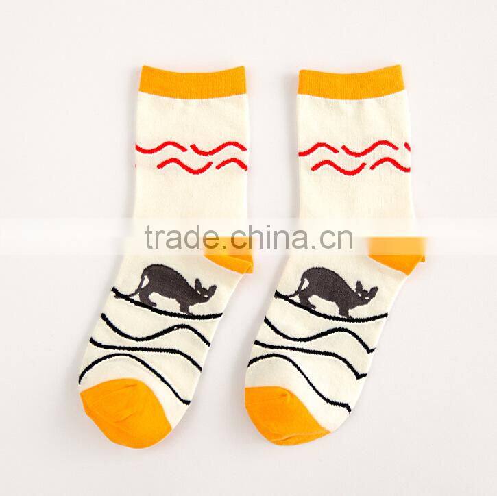 Lovely Cat Pattern Young Girls Socks Various Kinds Of Winter Socks Factory