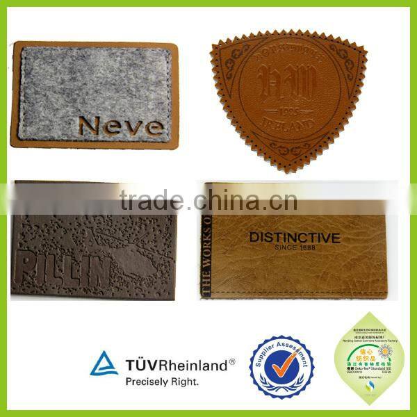 Customized embossed printed PU Leather Label badge patch