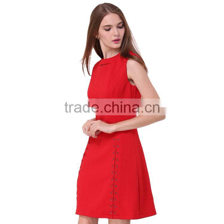 2017 office casual pictures sleeveless dress for ladies
