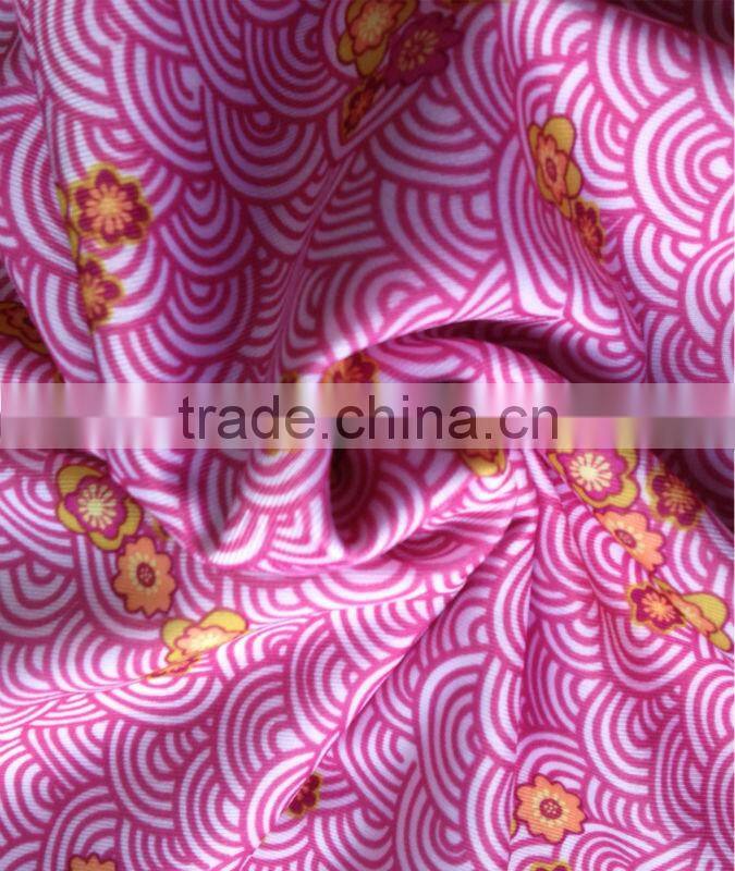 4 way stretch Poly Spandex flower transfer printed fabric