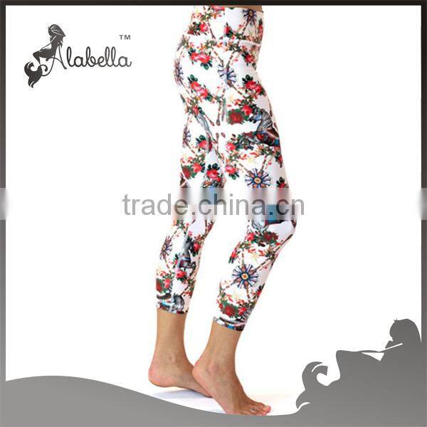 New fashion design yoga capri tight printed floral yoga capri for women