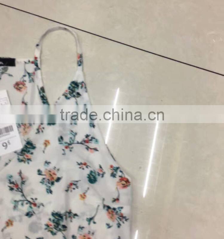 Yiwu surplus inventories women fashion sexy flower printing tank top