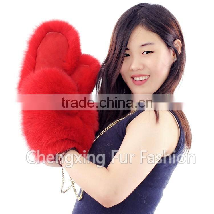 CX-A-67C Genuine Fox Fur Fingerless Winter Hand Leather Glove