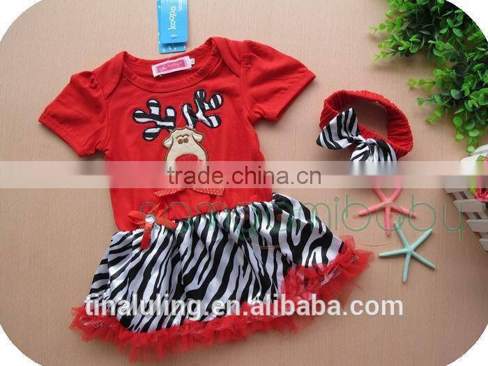 new fashion baby girls nova dress kids deer rompers with zebra dress +hairband child clothes