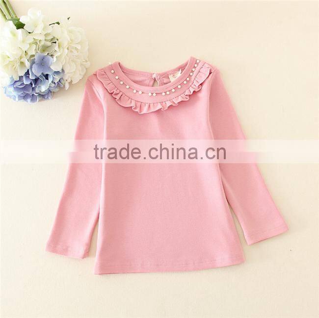 New fashion baby clothes beading top tops and blouses 2015 kids clothes girls bottoming shirts